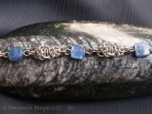 Sterling silver and Kyanite Celtic Raindrops chainmaille bracelet