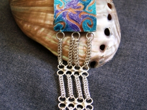 Sterling silver micromaille and metalsmithing Prismacolor bracelet