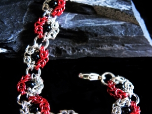 Snow - Handmaden Designs LLC Snow White inspired Romanov chainmaille bracelet