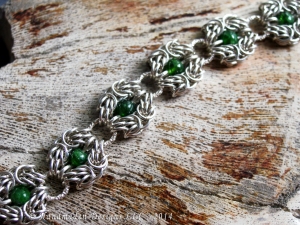 Trizanov bracelet - Handmaden Designs LLC Sterling Silver, Dragondust, Chrome Diopside Trizanov bracelet