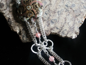 Loretta Sterling silver Half Persian 3in1 Cherry Quartz Victorian button bracelet