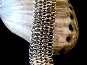 Water Dragon - Handmaden Designs LLC Sterling silver and 14kt gold-filled Water Dragon chainmaille bracelet