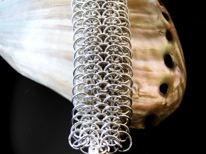 Sterling silver Water Dragon chainmaille bracelet by Handmaden Designs LLC