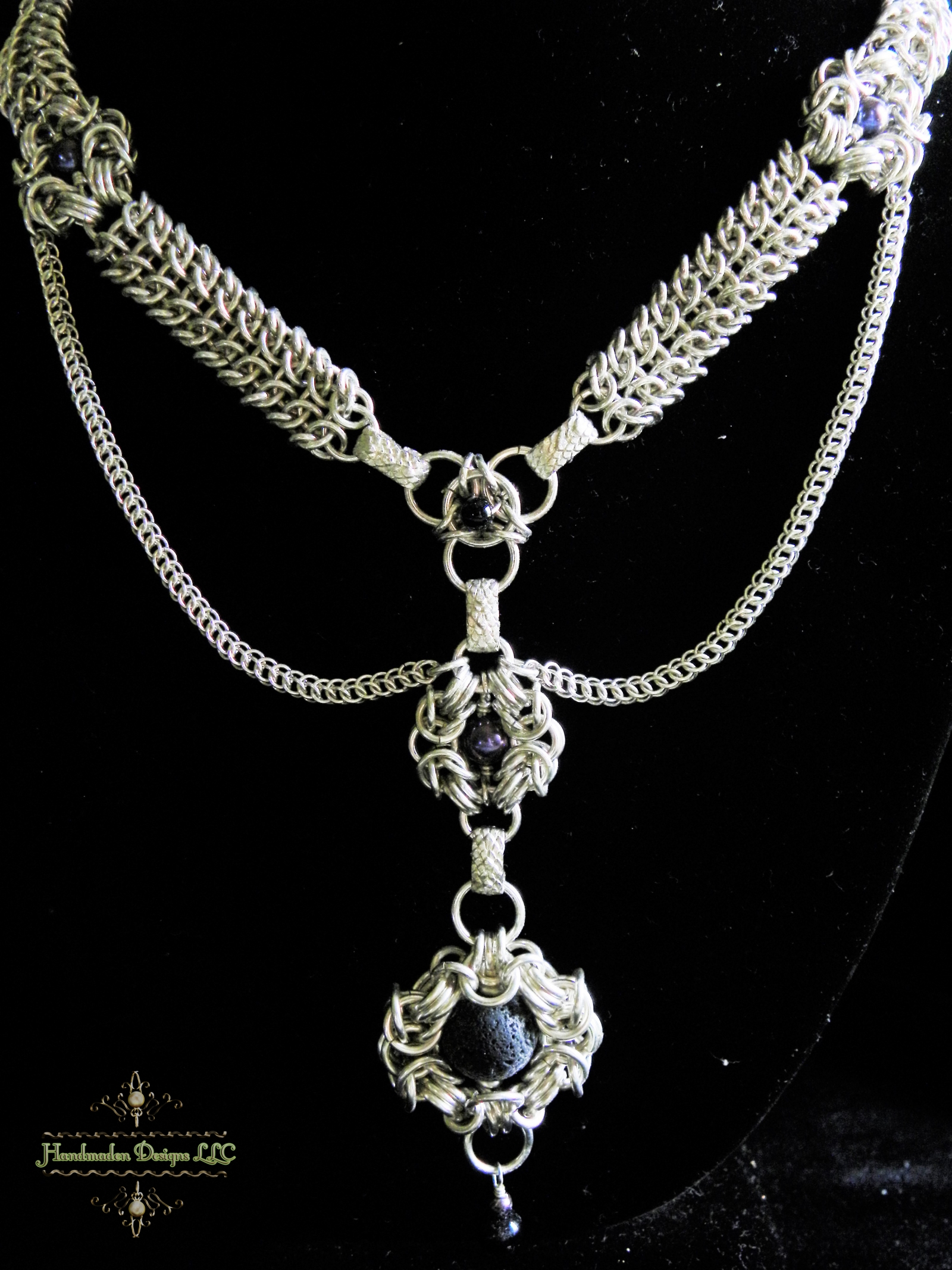 Sterling silver chainmaille statement necklace - Handmaden Designs LLC ...