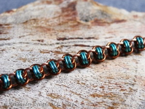 Barrelweave (Bracelet)(Copper/Aqua/Brown)