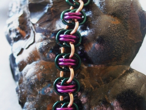 Barrelweave (Bracelet)(Copper/Purple/Teal)