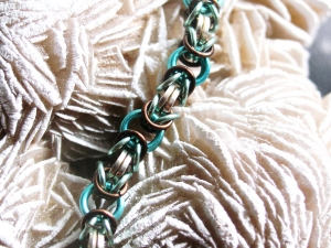 Byzantine (Bracelet)(Sterling Silver/Aqua/Seafoam/Dark Brown)