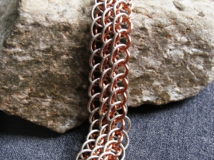 Dragonscale on the Bias (Bracelet)(Sterling Silver/Copper)