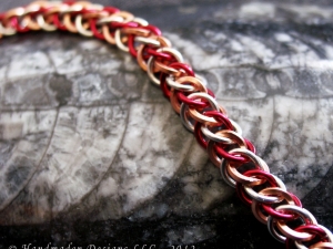 Half Persian 3in1 bracelet (Sterling silver/Copper/Magenta)