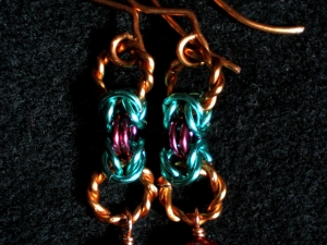 Hannele (earrings) (Copper/Aqua/Pink)