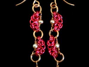 Nadine (earrings) (Hot Pink/Copper)